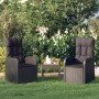 Sillones de jardín reclinables con cojines 2 uds ratán PE negro