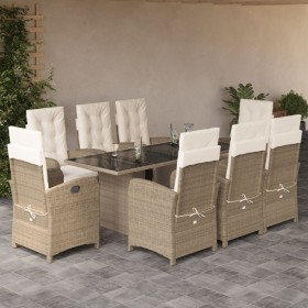 Set comedor de jardín 9 pzas con cojines ratán sintético beige de , Conjuntos de jardín - Ref: Foro24-3212495, Precio: 1,00 €...