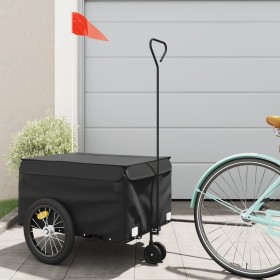 Black iron bicycle trailer 45 kg by , Bicycle trailers - Ref: Foro24-94108, Price: 88,99 €, Discount: %