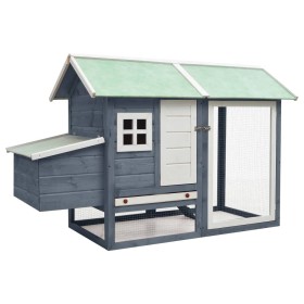 Solid pine and gray fir wood chicken coop 170x81x110 cm by vidaXL, Cages and habitats for small animals - Ref: Foro24-170861,...