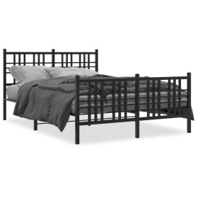 Estructura de cama con cabecero y pie metal negro 120x190 cm de , Camas y somieres - Ref: Foro24-376339, Precio: 118,99 €, De...