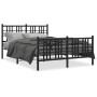 Bed frame with headboard and footboard black metal 120x190 cm by , Beds and slatted bases - Ref: Foro24-376339, Price: 118,99...