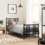 Bed frame with headboard and black metal footboard 75x190 cm by , Beds and slatted bases - Ref: Foro24-376332, Price: 76,29 €...