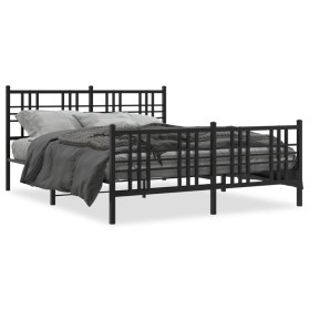 Black metal headboard and footboard bed frame 160x200 cm by , Beds and slatted bases - Ref: Foro24-376345, Price: 131,37 €, D...