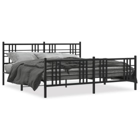 Black metal headboard and footboard bed frame 183x213 cm by , Beds and slatted bases - Ref: Foro24-376347, Price: 137,78 €, D...