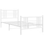 Metal bed frame with headboard and footboard white 107x203 cm by , Beds and slatted bases - Ref: Foro24-376387, Price: 85,99 ...