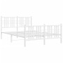 Metal bed frame with headboard and white footboard 140x190 cm by , Beds and slatted bases - Ref: Foro24-376391, Price: 125,99...