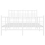 Metal bed frame with headboard and white footboard 140x190 cm by , Beds and slatted bases - Ref: Foro24-376391, Price: 125,99...