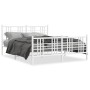 Metal bed frame with headboard and white footboard 150x200 cm by , Beds and slatted bases - Ref: Foro24-376393, Price: 128,99...