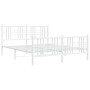 Metal bed frame with headboard and white footboard 150x200 cm by , Beds and slatted bases - Ref: Foro24-376393, Price: 128,99...