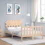 Double bed frame with solid wood headboard by vidaXL, Beds and slatted bases - Ref: Foro24-3193436, Price: 110,01 €, Discount: %