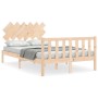 Double bed frame with solid wood headboard by vidaXL, Beds and slatted bases - Ref: Foro24-3193436, Price: 110,01 €, Discount: %