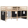 Children's loft bed with black white pine wood curtains 80x200 cm by vidaXL, Beds and slatted bases - Ref: Foro24-3283808, Pr...