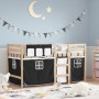 Cama alta niños con cortinas madera pino blanco negro 90x200 cm de vidaXL, Camas y somieres - Ref: Foro24-3283817, Precio: 20...