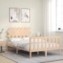 Double bed frame with solid wood headboard by vidaXL, Beds and slatted bases - Ref: Foro24-3193436, Price: 110,01 €, Discount: %