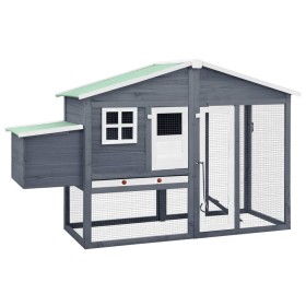 Chicken coop with solid gray and white fir wood nesting box by vidaXL, Cages and habitats for small animals - Ref: Foro24-170...