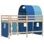 Cama alta para niños con túnel madera pino azul 80x200 cm