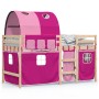 Cama alta para niños con túnel madera pino rosa 90x190 cm