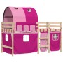 High bed for children with pink pine wood tunnel 90x190 cm by vidaXL, Beds and slatted bases - Ref: Foro24-3283855, Price: 18...