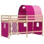 High bed for children with pink pine wood tunnel 90x190 cm by vidaXL, Beds and slatted bases - Ref: Foro24-3283855, Price: 18...