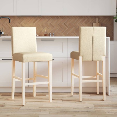 High stools 2 pcs solid rubber wood and fabric by vidaXL, Kitchen stools - Ref: Foro24-4006191, Price: 104,99 €, Discount: %