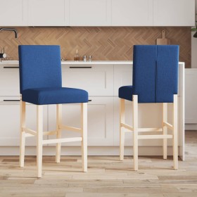 High stools 2 pcs solid rubber wood and fabric by vidaXL, Kitchen stools - Ref: Foro24-4006193, Price: 103,88 €, Discount: %