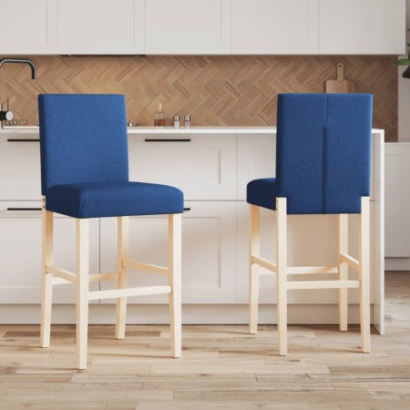 High stools 2 pcs solid rubber wood and fabric by vidaXL, Kitchen stools - Ref: Foro24-4006193, Price: 128,99 €, Discount: %