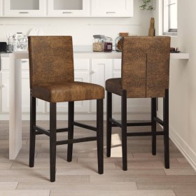 High stools 2 pcs solid rubber wood and fabric by vidaXL, Kitchen stools - Ref: Foro24-4006187, Price: 132,82 €, Discount: %