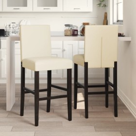 High stools 2 pcs solid rubber wood and synthetic leather by vidaXL, Kitchen stools - Ref: Foro24-4006185, Price: 122,56 €, D...