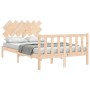 Double bed frame with solid wood headboard by vidaXL, Beds and slatted bases - Ref: Foro24-3193436, Price: 110,01 €, Discount: %