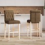 High stools 2 pcs solid rubber wood and fabric by vidaXL, Kitchen stools - Ref: Foro24-4006220, Price: 111,60 €, Discount: %