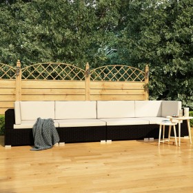 4-teilige Gartensofagarnitur und schwarze synthetische Rattankissen von vidaXL, Gartensets - Ref: Foro24-47268, Preis: 294,18...