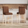 High stools 2 pcs solid rubber wood and fabric by vidaXL, Kitchen stools - Ref: Foro24-4006217, Price: 137,99 €, Discount: %