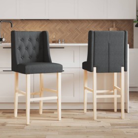 High stools 2 pcs solid rubber wood and fabric by vidaXL, Kitchen stools - Ref: Foro24-4006222, Price: 126,87 €, Discount: %