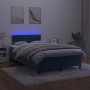 Box spring bed with mattress and LED dark blue velvet 120x190 cm by vidaXL, Beds and slatted bases - Ref: Foro24-3270157, Pri...