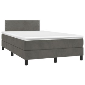 Box spring bed with mattress and LED dark gray velvet 120x190 cm by vidaXL, Beds and slatted bases - Ref: Foro24-3270148, Pri...