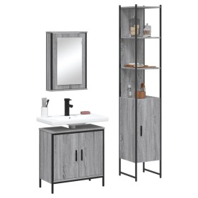 Sonoma gray plywood 3-piece bathroom furniture set by vidaXL, Bathroom furniture - Ref: Foro24-3214803, Price: 178,16 €, Disc...