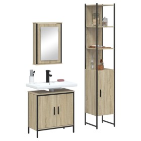 Sonoma oak plywood 3-piece bathroom furniture set by vidaXL, Bathroom furniture - Ref: Foro24-3214801, Price: 192,99 €, Disco...