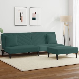 Zweiteilige Sofagarnitur aus dunkelgrünem Samt mit Kissen von vidaXL, Sofas - Ref: Foro24-3216264, Preis: 275,99 €, Rabatt: %