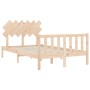 Double bed frame with solid wood headboard by vidaXL, Beds and slatted bases - Ref: Foro24-3193436, Price: 110,01 €, Discount: %