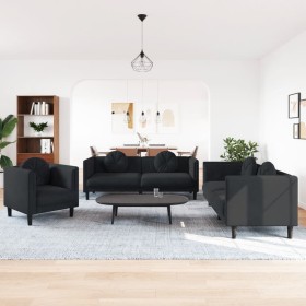 3-piece black velvet sofa set with cushions by vidaXL, Sofas - Ref: Foro24-3209252, Price: 769,97 €, Discount: %