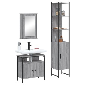 Sonoma gray plywood 3-piece bathroom furniture set by vidaXL, Bathroom furniture - Ref: Foro24-3214798, Price: 179,99 €, Disc...