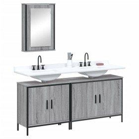 Set de muebles de baño 3 pzas madera contrachapada gris sonoma de vidaXL, Muebles de baño - Ref: Foro24-3214793, Precio: 153,...