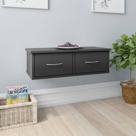 Glossy gray plywood wall drawer shelf 60x26x18.5cm by vidaXL, Shelves and shelves - Ref: Foro24-800593, Price: 37,93 €, Disco...