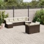 9-teiliges Gartensofa-Set und braune Kissen aus synthetischem Rattan von vidaXL, Gartensets - Ref: Foro24-3218313, Preis: 595...