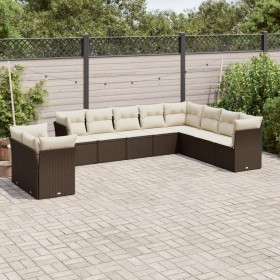 10-teilige Gartensofagarnitur und braune synthetische Rattankissen von vidaXL, Gartensets - Ref: Foro24-3217863, Preis: 673,6...