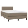 Box spring bed with mattress and LED taupe gray fabric 120x190 cm by vidaXL, Beds and slatted bases - Ref: Foro24-3270050, Pr...