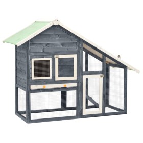 Solid gray and white fir wood rabbit hutch 140x63x120 cm by vidaXL, Cages and habitats for small animals - Ref: Foro24-170869...