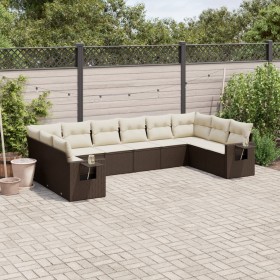 10-teilige Gartensofagarnitur und braune synthetische Rattankissen von vidaXL, Gartensets - Ref: Foro24-3220672, Preis: 692,8...