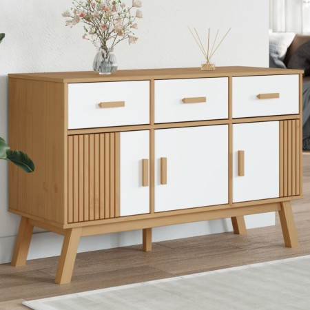 OLDEN sideboard solid white and brown pine wood 114x43x73.5cm by vidaXL, Sideboards - Ref: Foro24-358605, Price: 173,99 €, Di...